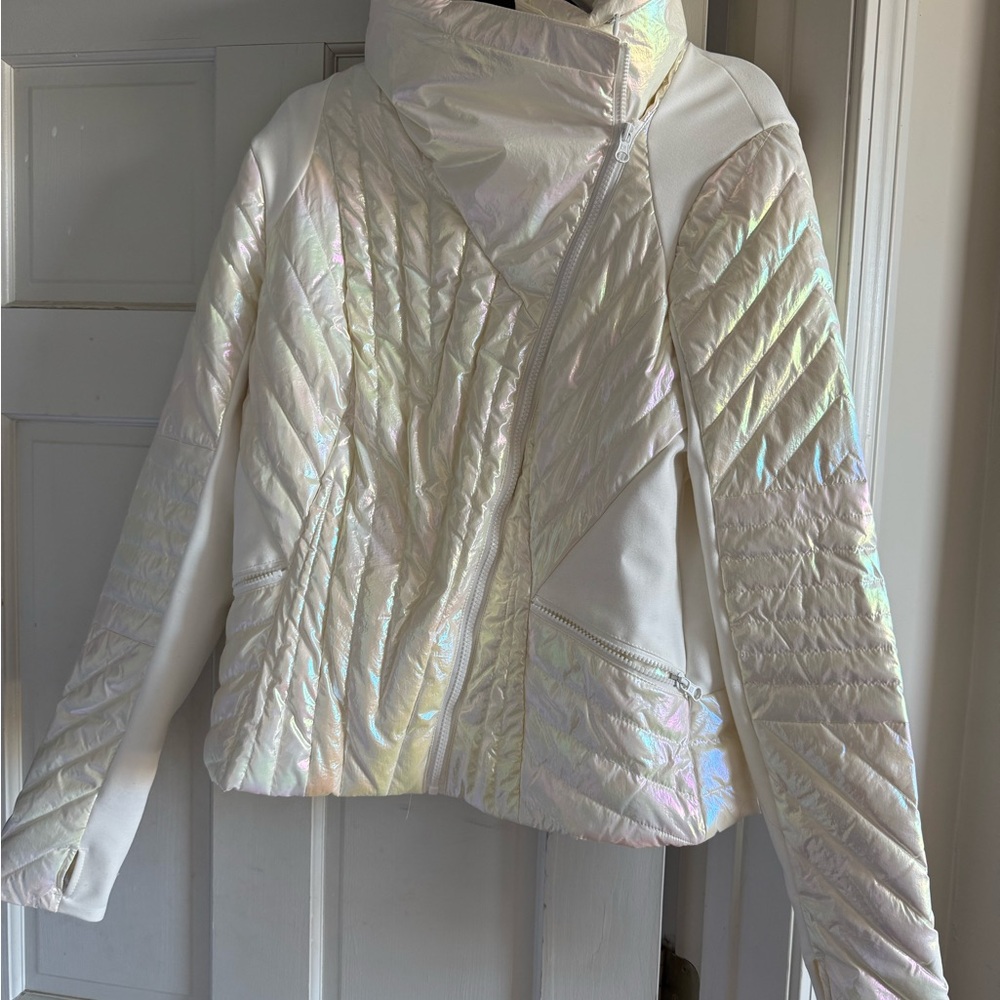 Blanc Noir Iridescent White Quilted Women’s Jacket